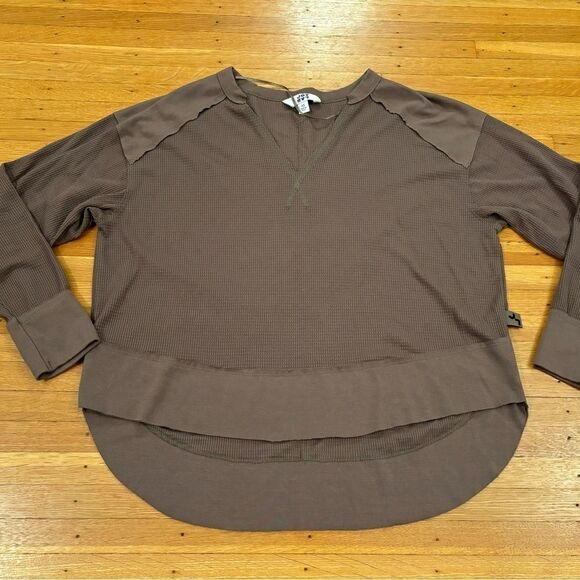 JoyLab brown long sleeve waffle knit top - Picture 1 of 4